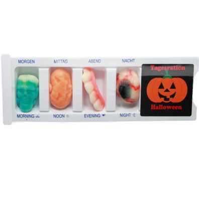 Tablettenbox Halloween Kürbis mit Fruchtgummi Scherzartikel 25g