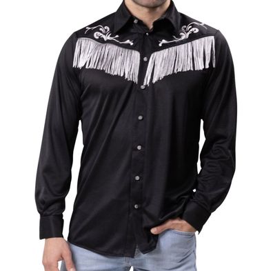 Cowboyhemd Herren Westernhemd Line Dance schwarz Gr.50-56 Karneval Fasching