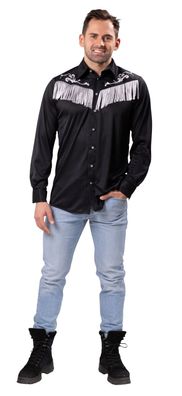 Westernhemd Line Dance Cowboyhemd Herren schwarz Gr.50-56 Karneval Fasching
