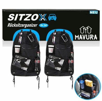 SITZOX Auto Rücksitz Autositz Car Organizer Tasche Autotasche Rücksitztasche 2er