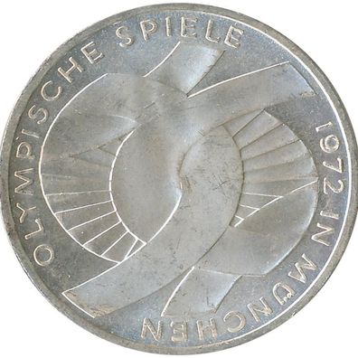 BRD 10 DM 1972 G Olympische Spiele J. 402 Silber*