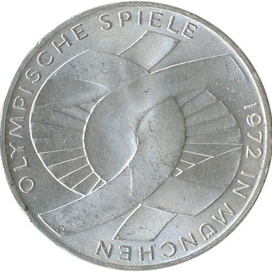 BRD 10 DM 1972 D Olympische Spiele J. 402 Silber*