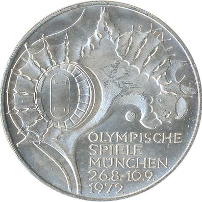 BRD 10 DM 1972 G Olympische Spiele J. 404 Silber*