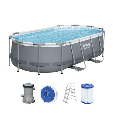 Power Steel™ Frame Pool Set mit Filterpumpe 427 x 250 x 100 cm , grau, oval