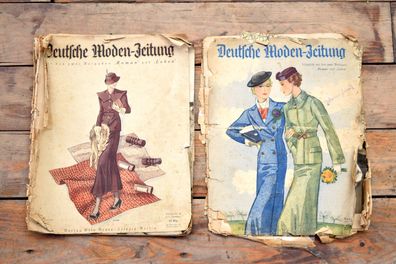 2x Deutsche Moden Zeitung 5/1933 und 10/1935 Antik Alt 1930er Zeitschrift Damen