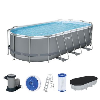 Power Steel™ Frame Pool Komplett-Set mit Filterpumpe 549 x 274 x 122 cm, grau, oval