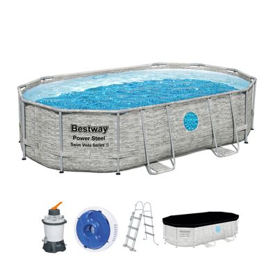 Power Steel™ Swim Vista Series™ Frame Pool Komplett-Set mit Sandfilteranlage 488