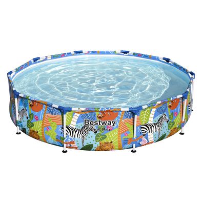 Steel Pro™ Frame Pool ohne Pumpe Ø 305 x 66 cm, buntes Zebra-Design, rund