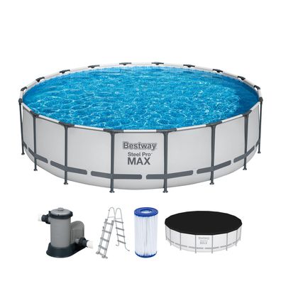 Steel Pro MAX™ Frame Pool Komplett-Set mit Filterpumpe Ø 549 x 122 cm, lichtgrau,