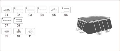 Bestway® Ersatzteil C-Verbinder (grau) für Power Steel™ Pool 282 x 196 x 84 cm, eckig
