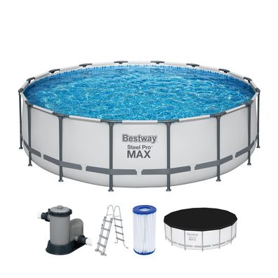 Steel Pro MAX™ Frame Pool Komplett-Set mit Filterpumpe Ø 488 x 122 cm lichtgrau