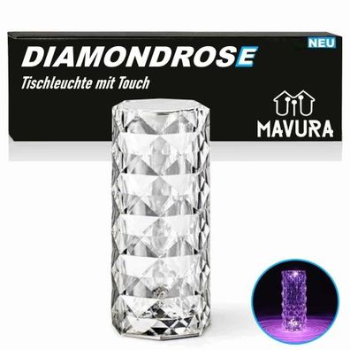 Diamondrose Crystal LED Kristall Tischlampe Leuchte mit Touch 16 Farben USB Akku