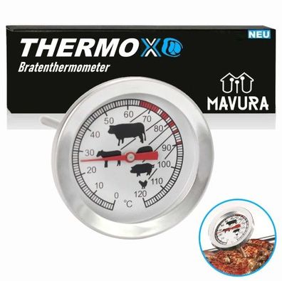 MAVURA Thermox Fleisch Thermometer Grill Steak Braten Backofen Thermometer Edelstahl