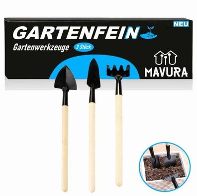 Gartenfein Mini Gartenwerkzeug Gartengeräte Set Schaufel Rechen Spaten 3teilig