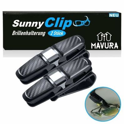 SunnyClip Brillenhalter Auto Sonnenblende Sonnenbrillen Kreditkarten Clip 2er