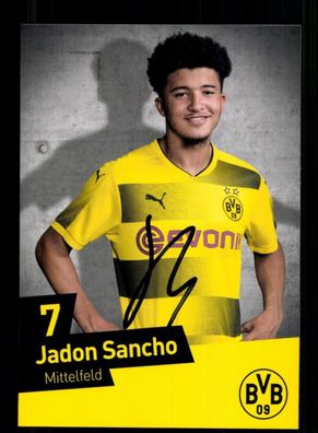 Jadon Sancho Autogrammkarte Borussia Dortmund 2017-18 Original Signiert