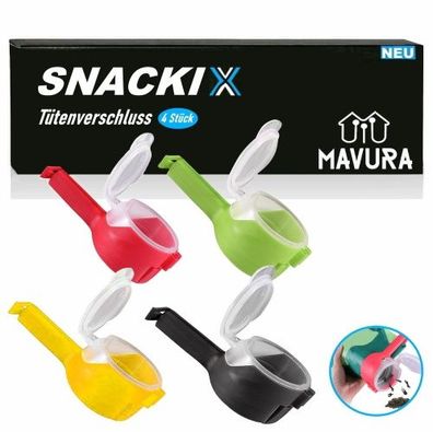Snackix Tütenverschluss Verschlussclips mit Ausschütter [4er Set] (Beutelclip, Tütenv