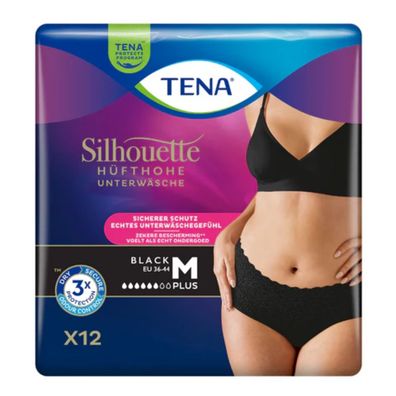 2x TENA Silhouette Plus Black Inkontinenzpants Gr. M | Packung (12 Stück)