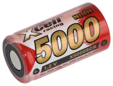 XCell - X5000SCR - Sub C - 1,2 Volt 5000mAh Ni-MH - Hochstrom Akku Zelle Flattop