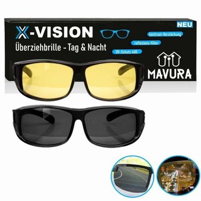 X-VISION Sonnenbrille Nachtsichtbrille Überziehbrille Überbrille Polarisiert 2er