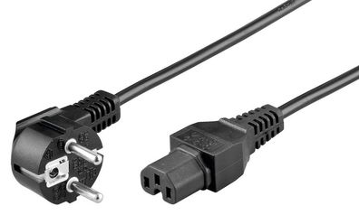 goobay - Warmgeräte Anschlusskabel; 2 m, Schwarz - Schutzkontaktstecker (Typ F,