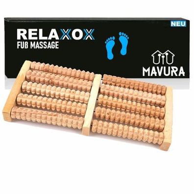 MAVURA Relaxox Fußmassageroller Fußmassagegerät Fußroller Holzroller Fuß Massagegerät