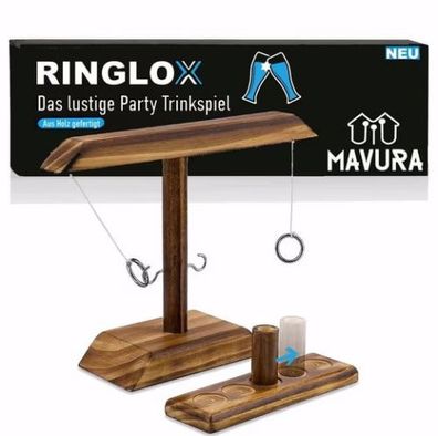 Ringlox Trinkspiel aus Holz Partyspiel Saufspiel Ring Toss Haken Party Wurfspiel