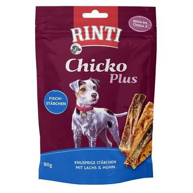 Rinti Chicko Plus Fischstäbchen mit Lachs & Huhn 12 x 80g (41,56€/kg)