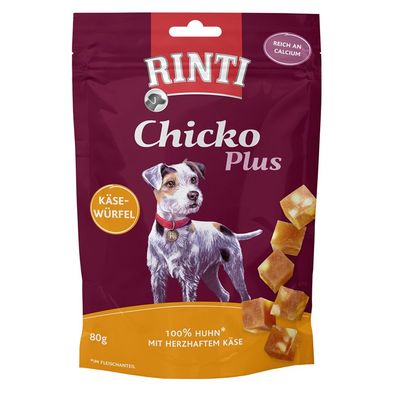 Rinti Chicko Plus Käsewürfel mit Huhn 12 x 80g (41,56€/kg)