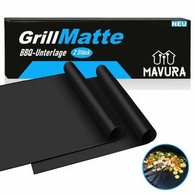 5€/Stk) GrillMatte BBQ Grillmatte Antihaft Grillunterlage Gasgrill Holzkohle [2er Se