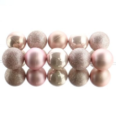 Bruchfeste Weihnachtskugeln Blush Pink rosa Ø 6 cm aus Kunststoff - 10er Set