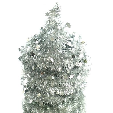 Weihnachts-Lametta-Sterngirlande Silber glänzend 7 Meter - Kunststoff