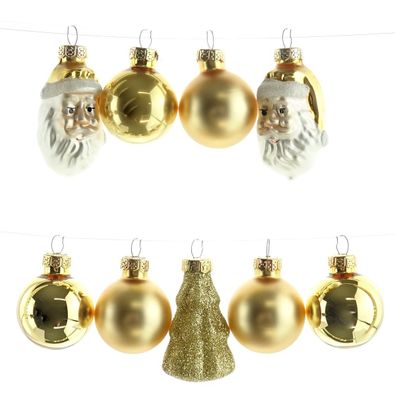 Christbaumkugeln Figuren Mix Goldfarben aus Glas - 9er Set