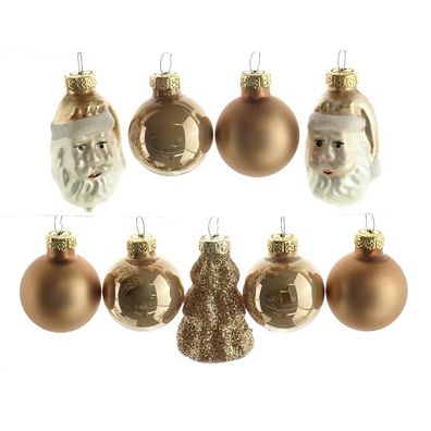 Christbaumkugeln Figuren Mix Kamelbraun aus Glas - 9er Set