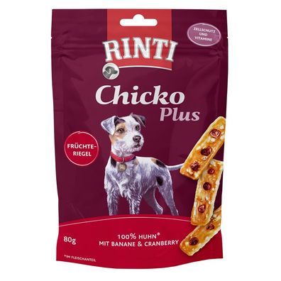 Rinti Chicko Plus Früchteriegel mit Huhn 12 x 80g (41,56€/kg)