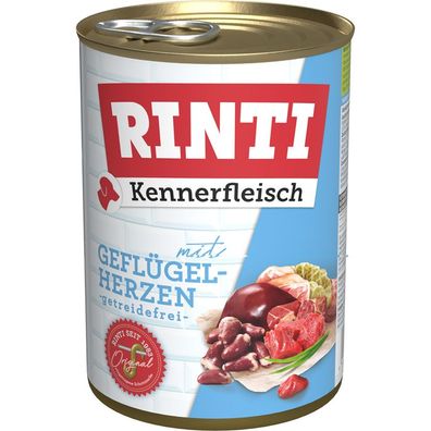 Rinti Dose Kennerfleisch Geflügelherzen 24 x 400g (6,66€/kg)