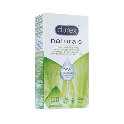 DUREX Naturals Dünne Kondome mit Gleitmittel für sie 10 Stück