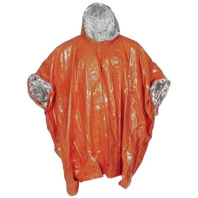 MFH | Fox Outdoor Notfall-Poncho | orange | einseitig alubeschichtet | Survival-Regen