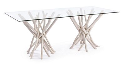 Esstisch Sahel 200 x 76 x 100 cm Glas und Teak