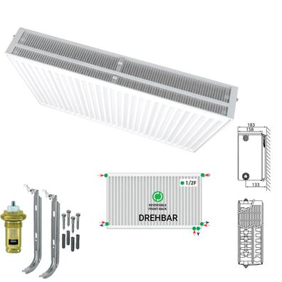 Belrad Universalheizkörper Kompakt Ventilheizkörper 6 Anschlüsse T33 500x1200-2467W