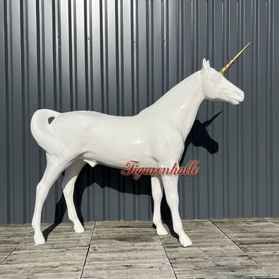 Einhorn weiß Figur Statue Skulptur Dekoration Deko Aufstellfigur lebensgroß