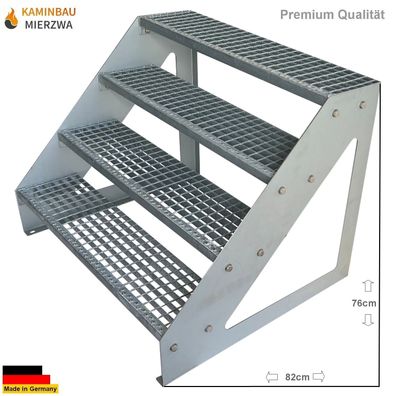 Treppe Freistehend 4 Stufen Verzinkt H:76cm