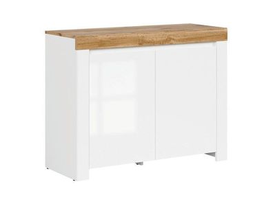 Kommode Holten Sideboard Schubladenschrank 42 x 106 x 83,5 , Braun + Weiss