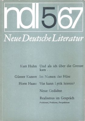 Neue Deutsche Literatur ndl 5-1967 Aufbau Verlag