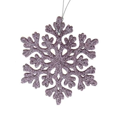 Kaemingk Bruchfester Weihnachtsschneeflockenanhänger Lilac lila Glitter Ø 9 cm