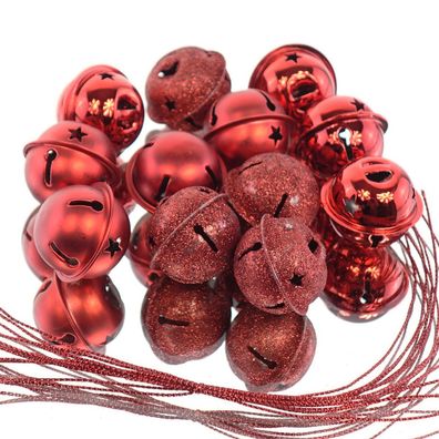 Kaemingk Weihnachtsdeko Glocken Rot 3 Oberflächen Ø 3 cm Metall - 12er Set