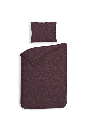 Heckett & Lane Flanell Bettwäsche 135x200 Alloro Blackberry Wine Miniblätter