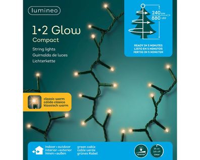 LED 1-2 Glow Compact Lichterkette L.240cm 880L grün/klassisch warm