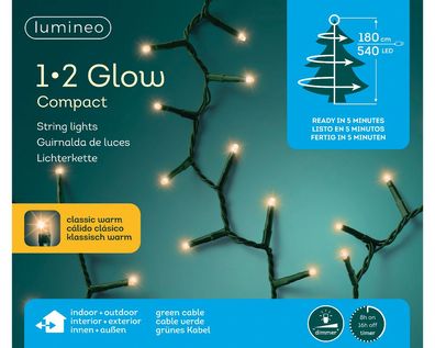 LED 1-2 Glow Compact Lichterkette L.180cm 540L grün/klassisch warm