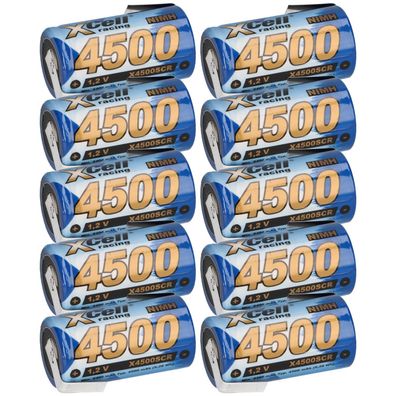 10x XCell Racing Einzelzelle Ni-MH 4500mAh 1,2V Sub C X4500SCR mit Z- Lötfahne